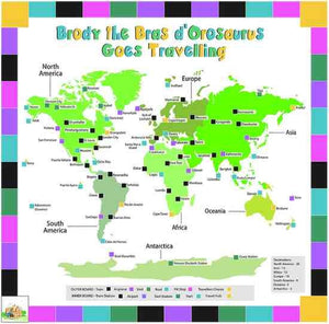 Brody the Bras d'Orosaurus Goes Traveling Board Game FULLY Customized Edition
